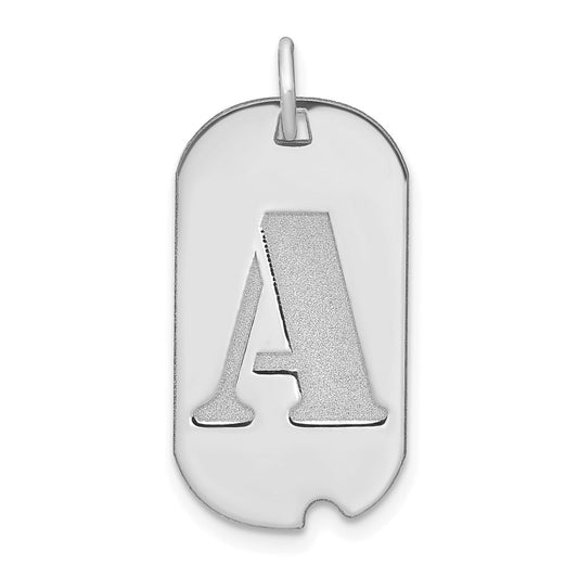 14kw Polished Letter A Initial Dog Tag Pendant