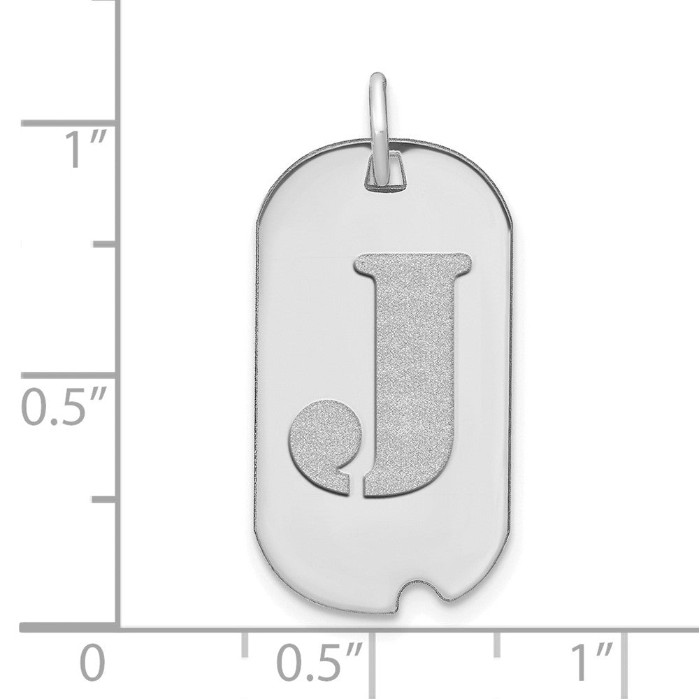 14kw Polished Letter J Initial Dog Tag Pendant
