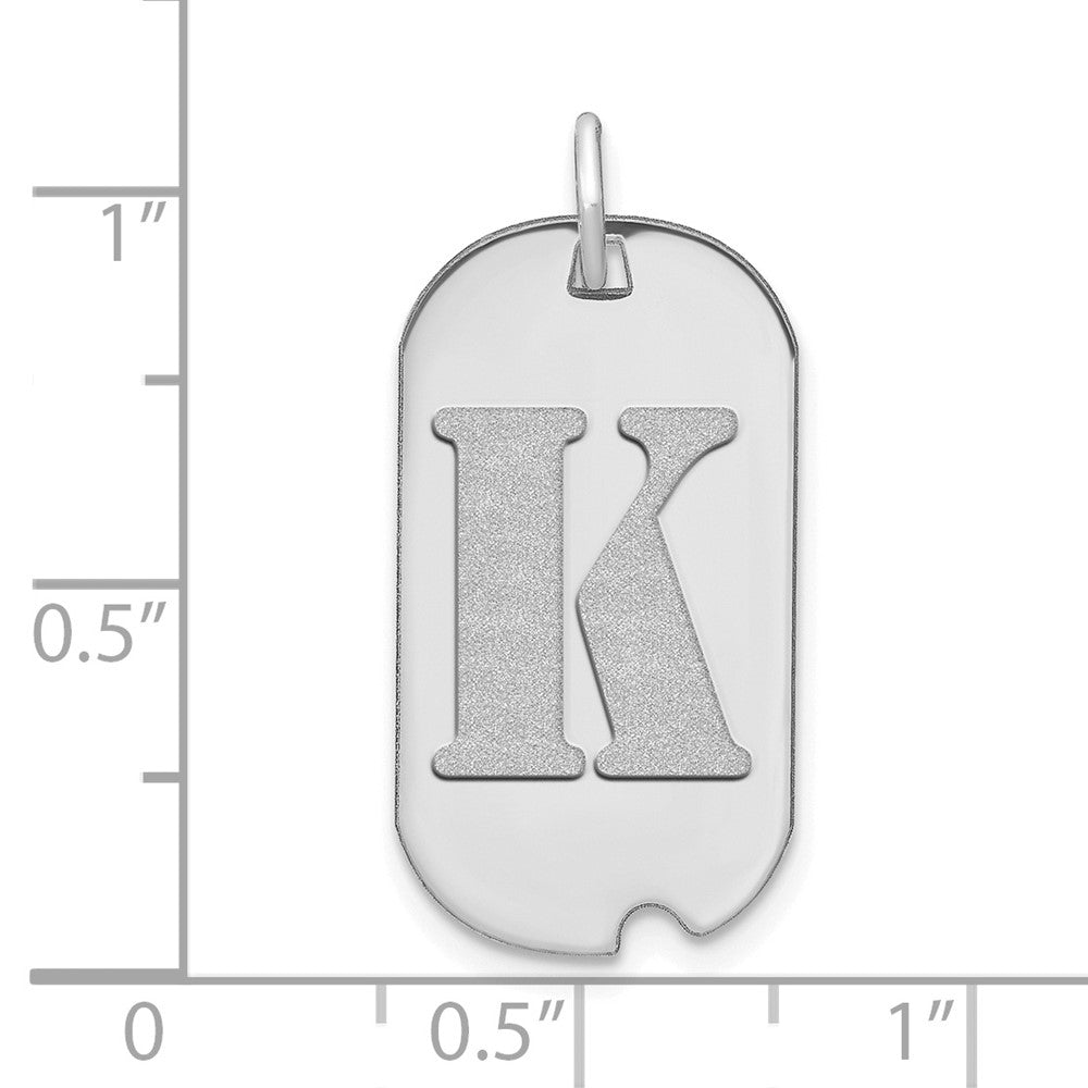 14kw Polished Letter K Initial Dog Tag Pendant