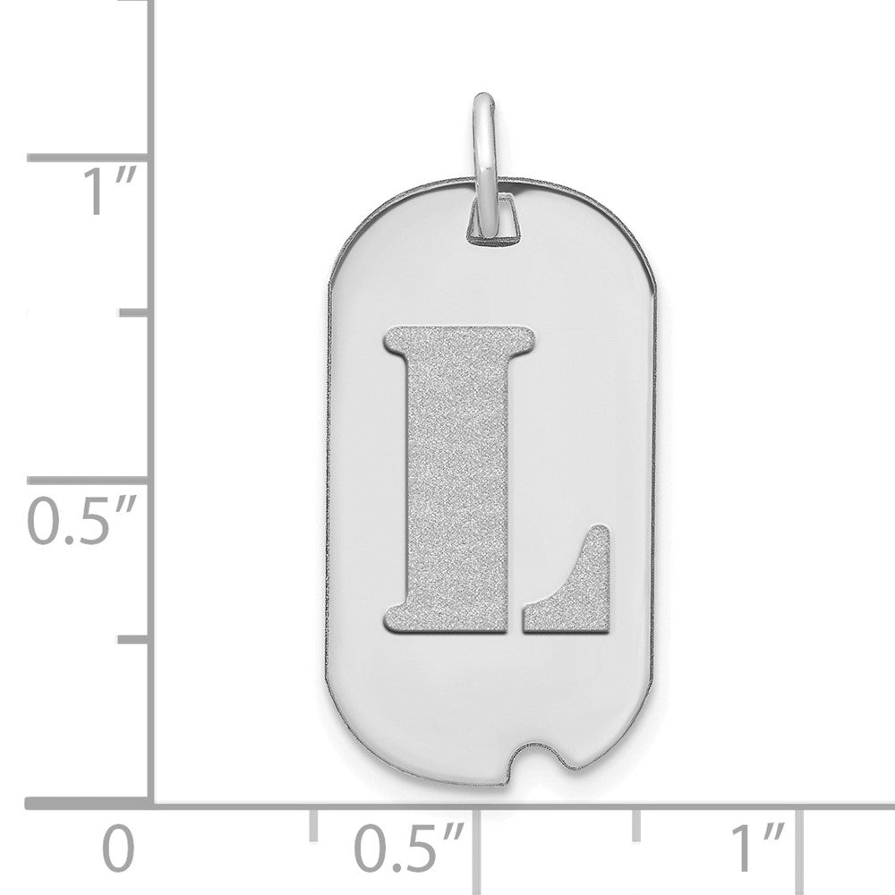 14kw Polished Letter L Initial Dog Tag Pendant
