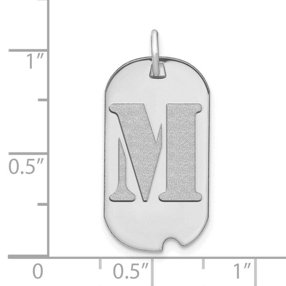 14kw Polished Letter M Initial Dog Tag Pendant