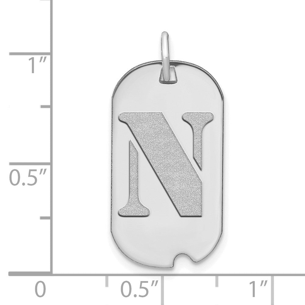 14kw Polished Letter N Initial Dog Tag Pendant