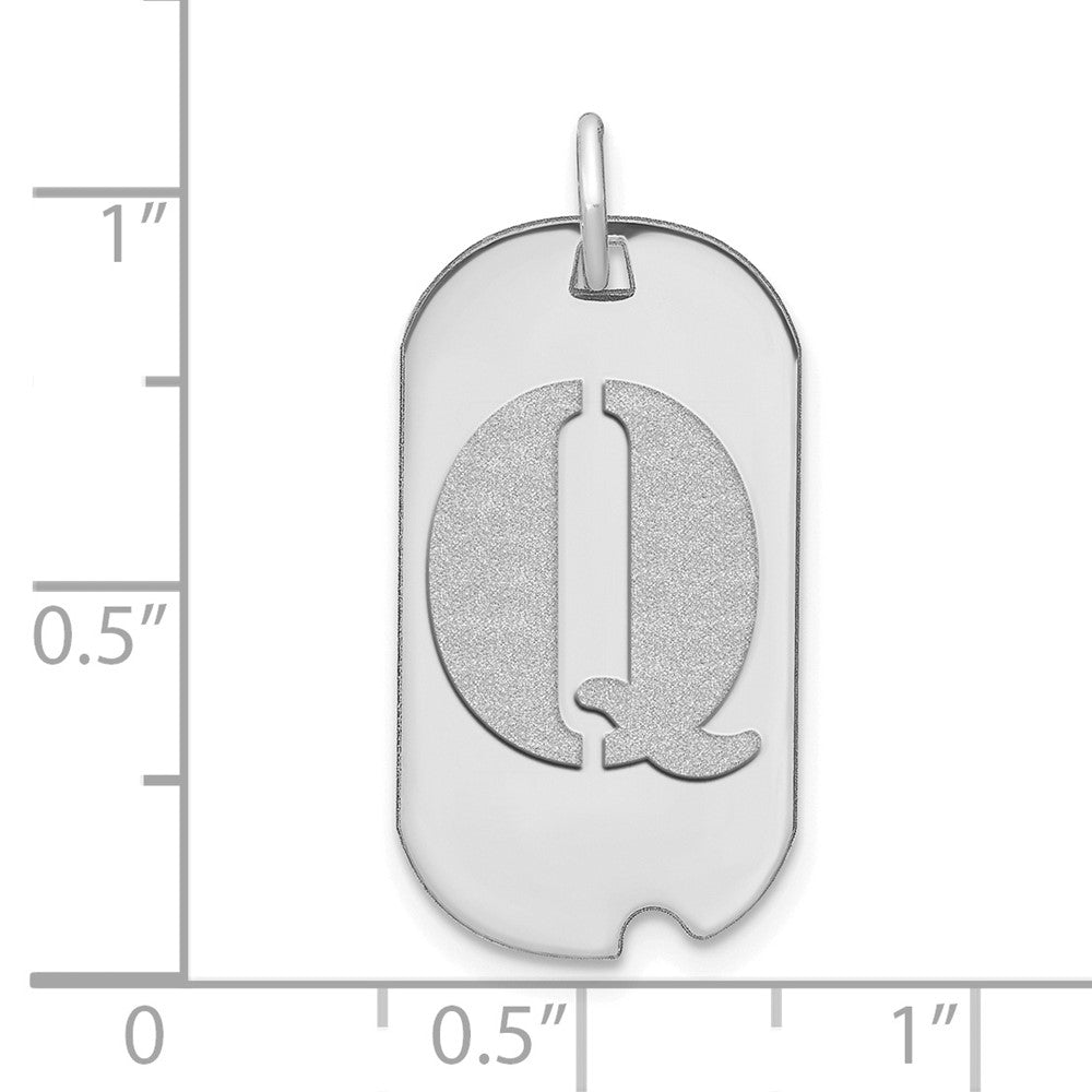 14kw Polished Letter Q Initial Dog Tag Pendant