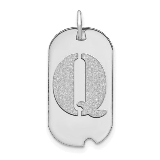 14kw Polished Letter Q Initial Dog Tag Pendant