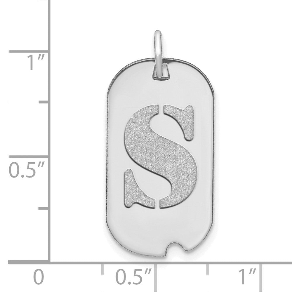 14kw Polished Letter S Initial Dog Tag Pendant