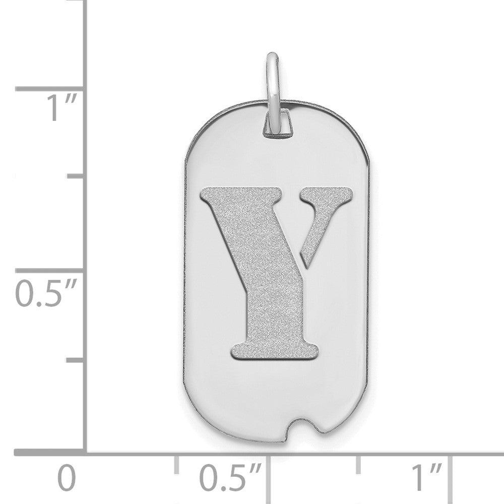 14kw Polished Letter Y Initial Dog Tag Pendant