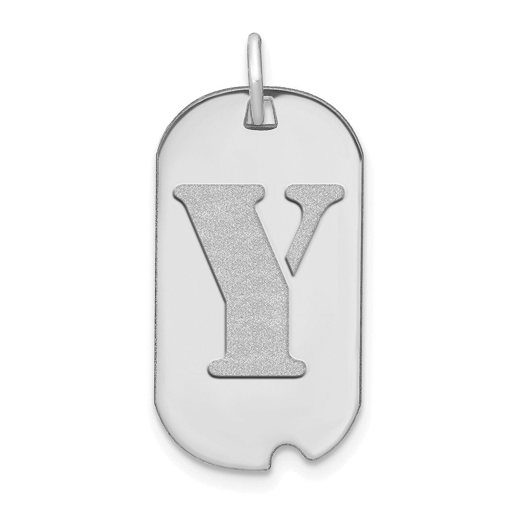 14kw Polished Letter Y Initial Dog Tag Pendant