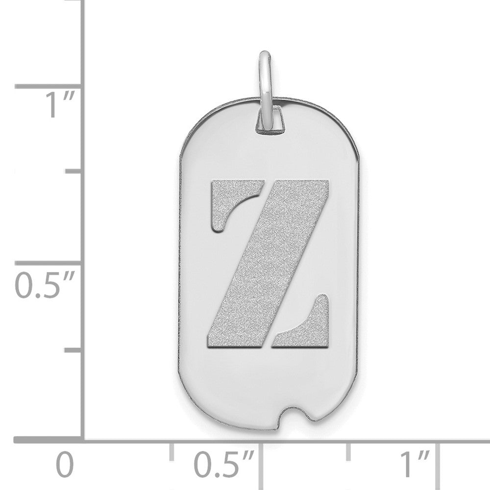 14kw Polished Letter Z Initial Dog Tag Pendant