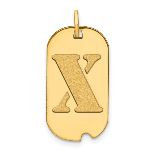 14k Polished Letter X Initial Dog Tag Pendant