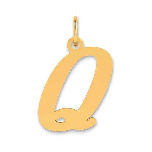 14k Polished Letter Q Initial Pendant