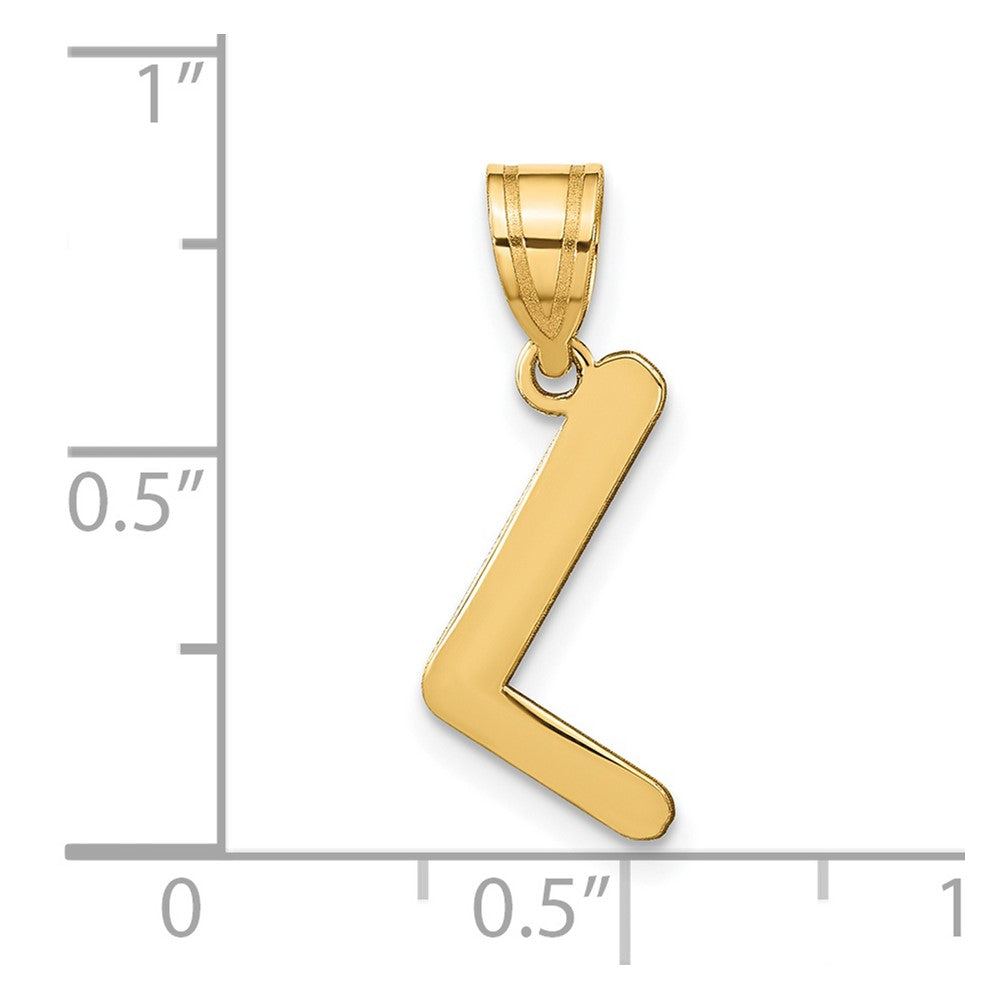 14k Polished Bubble Letter L Initial Pendant