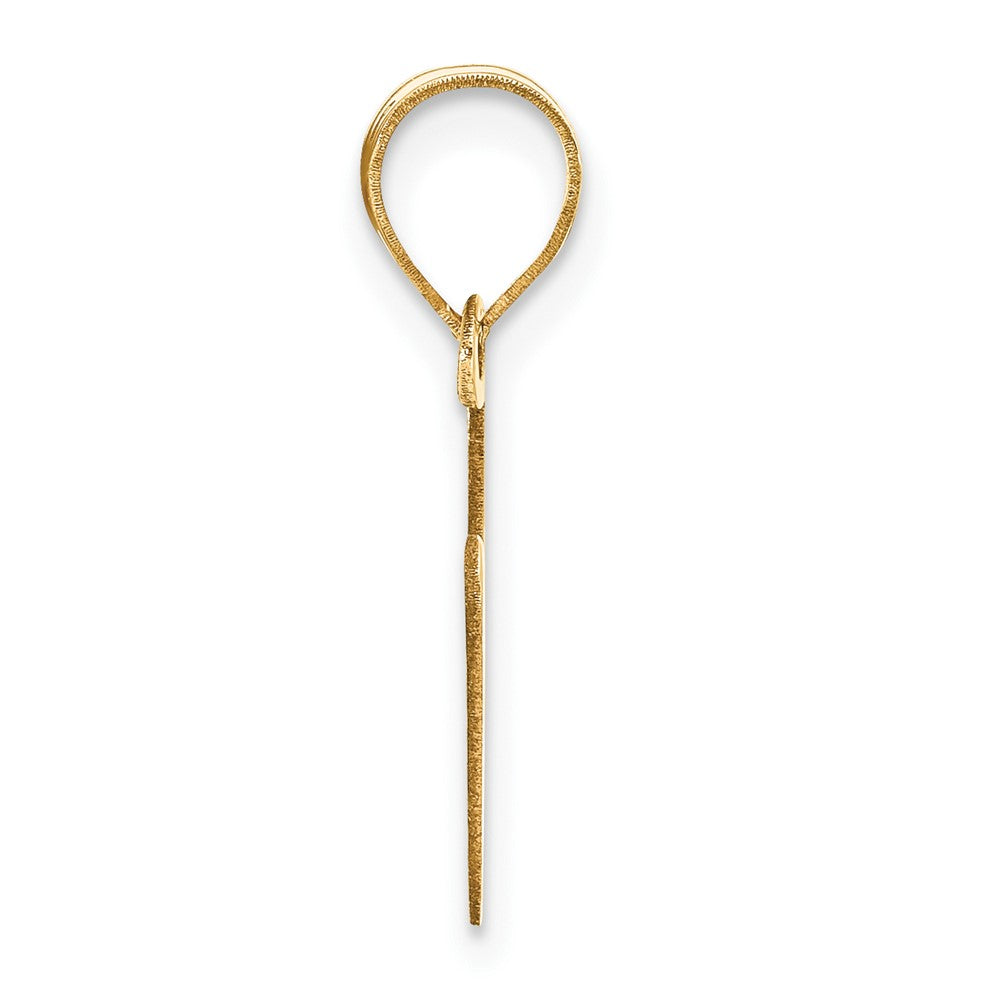 14k Polished Bubble Letter V Initial Pendant