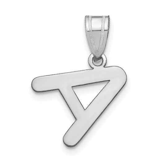 14kw Polished Bubble Letter A Initial Pendant