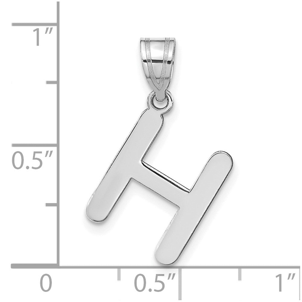 14kw Polished Bubble Letter H Initial Pendant