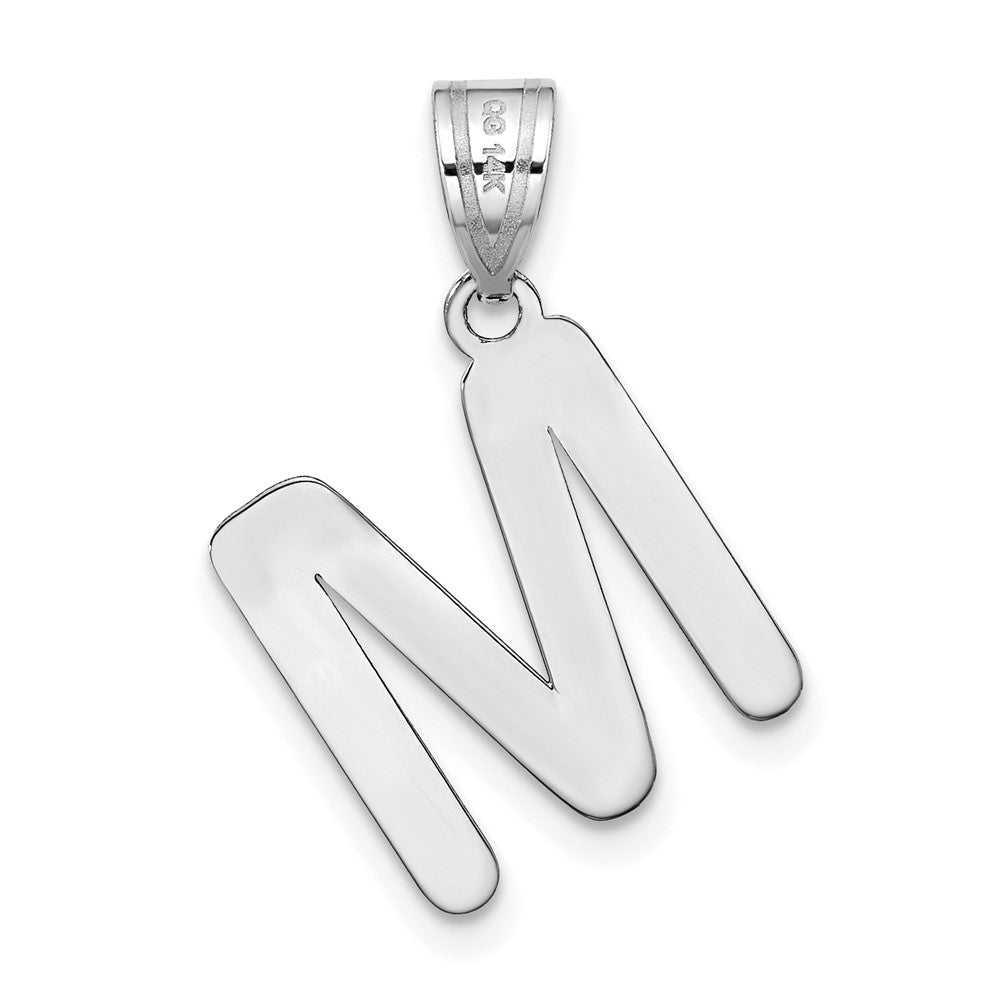 14kw Polished Bubble Letter M Initial Pendant