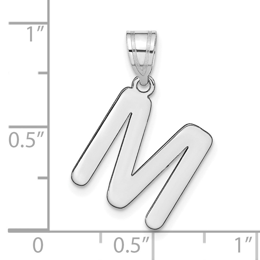 14kw Polished Bubble Letter M Initial Pendant