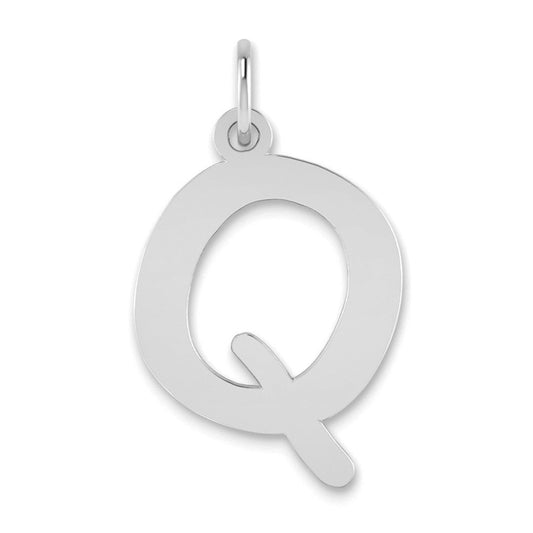 14kw Polished Bubble Letter Q Initial Pendant