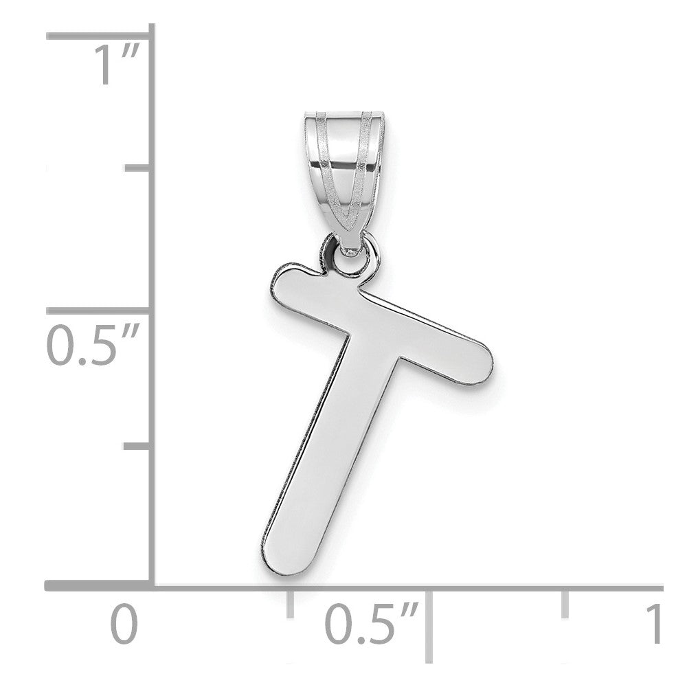 14kw Polished Bubble Letter T Initial Pendant