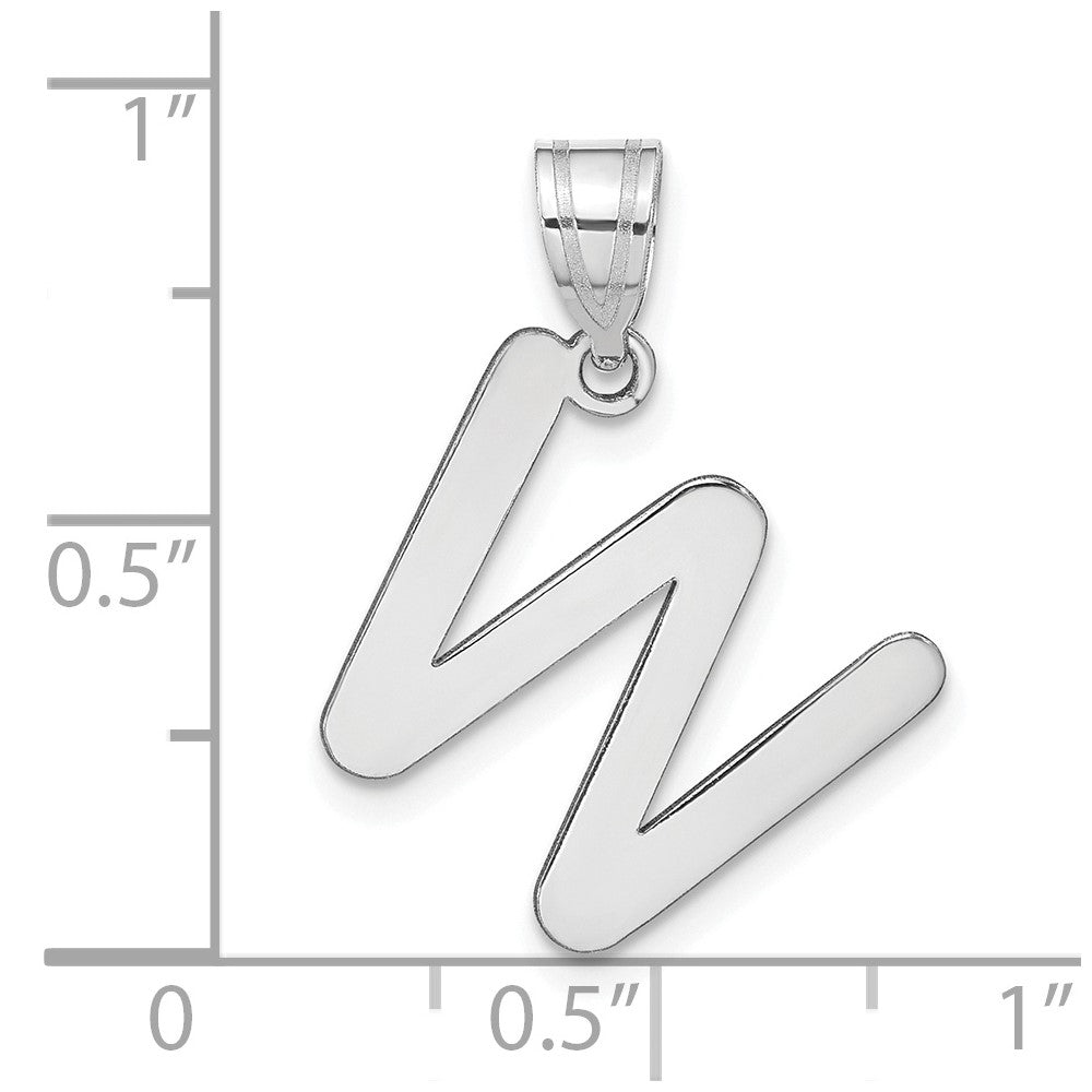 14kw Polished Bubble Letter W Initial Pendant