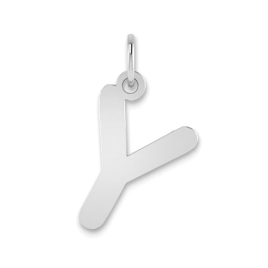 14kw Polished Bubble Letter Y Initial Pendant