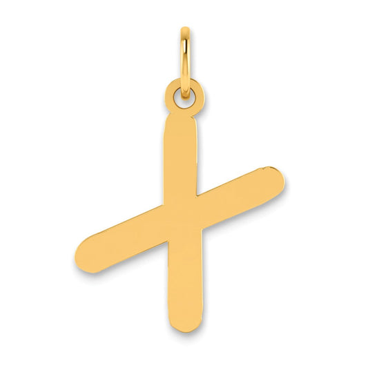 14k Polished Bubble Letter X Initial Pendant