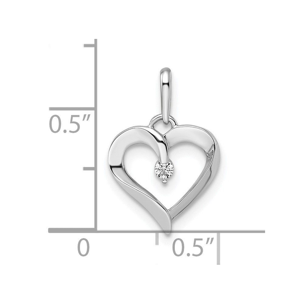 14k White Gold CZ Heart Pendant
