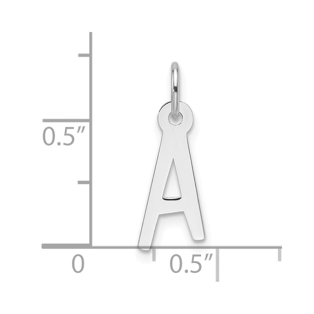 14k White Gold  Slanted Block Letter A Initial Charm