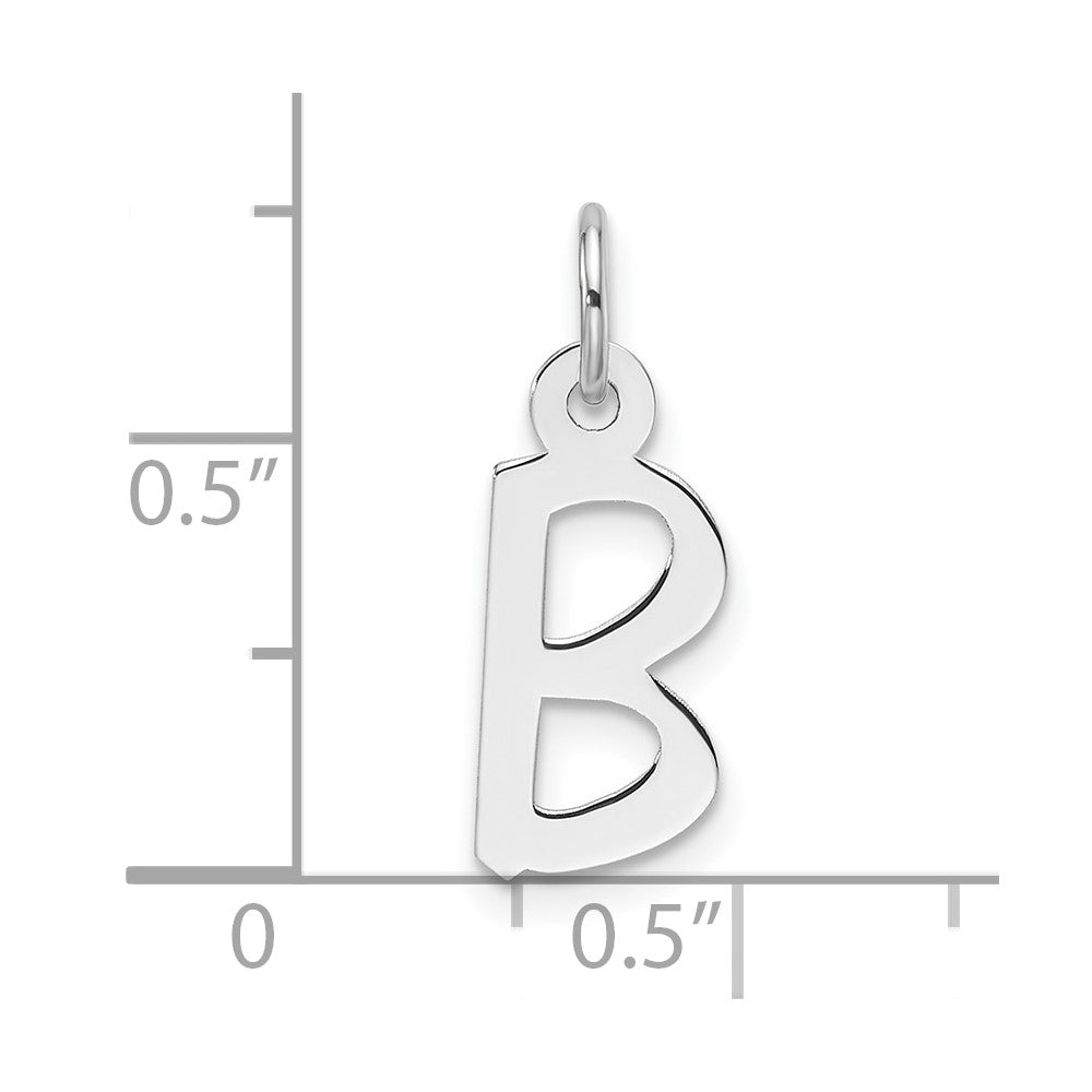 14k White Gold  Slanted Block Letter B Initial Charm
