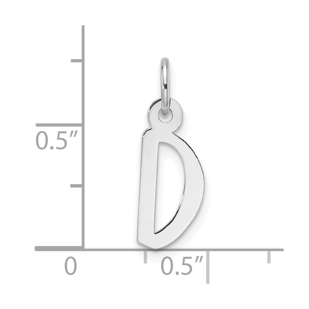 14k White Gold  Slanted Block Letter D Initial Charm