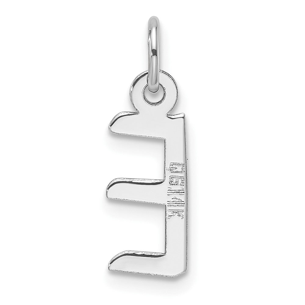 14K White Gold  Slanted Block Letter E Initial Charm