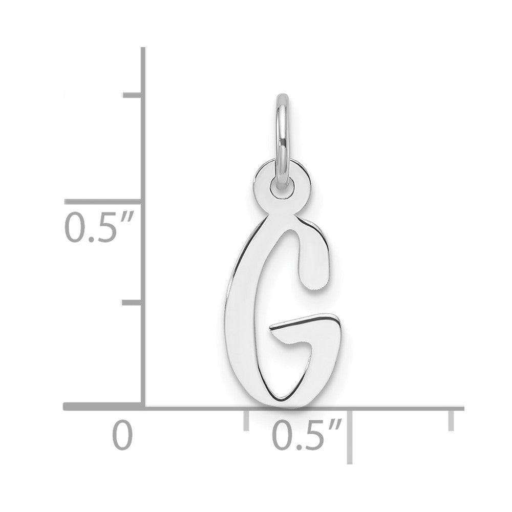 14K White Gold  Slanted Block Letter G Initial Charm