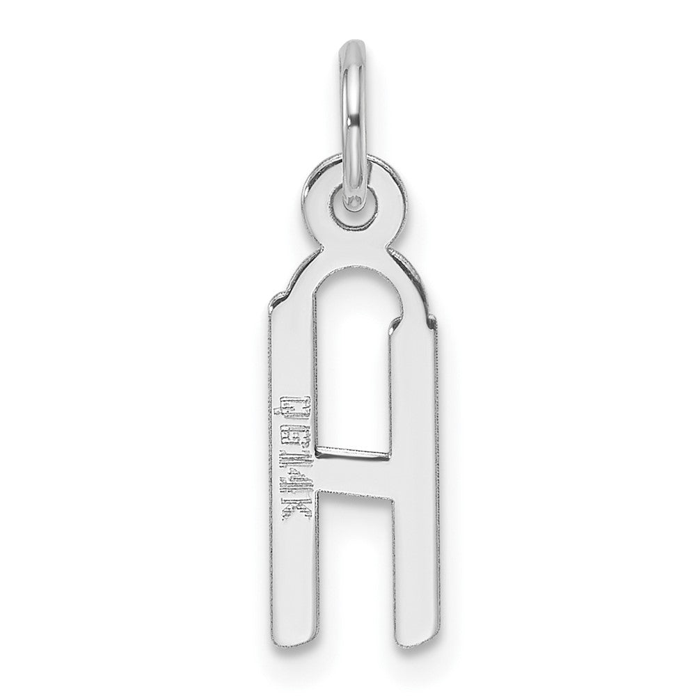 14K White Gold  Slanted Block Letter H Initial Charm