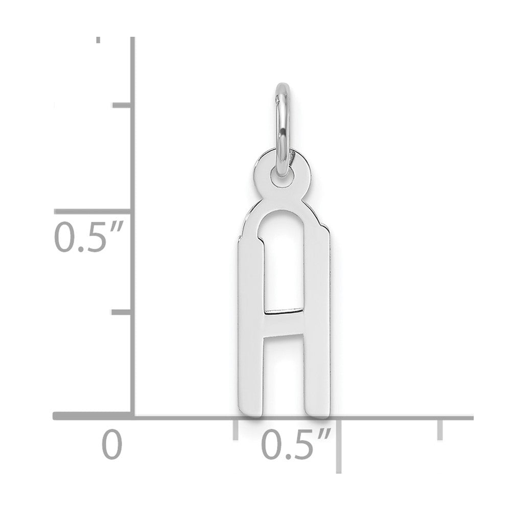 14K White Gold  Slanted Block Letter H Initial Charm
