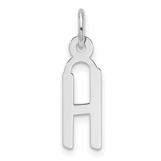 14K White Gold  Slanted Block Letter H Initial Charm