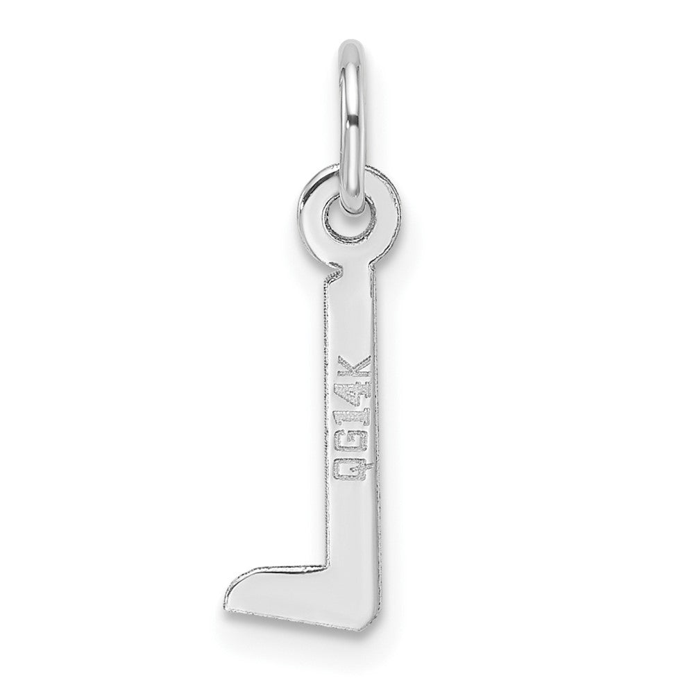 14K White Gold  Slanted Block Letter L Initial Charm