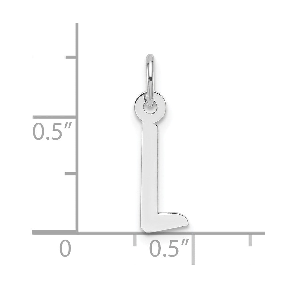 14K White Gold  Slanted Block Letter L Initial Charm