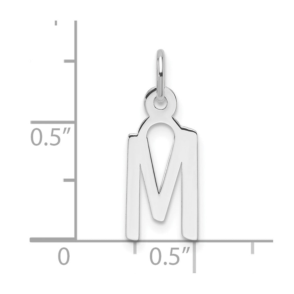 14K White Gold  Slanted Block Letter M Initial Charm