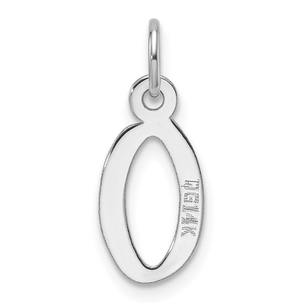 14K White Gold  Slanted Block Letter O Initial Charm