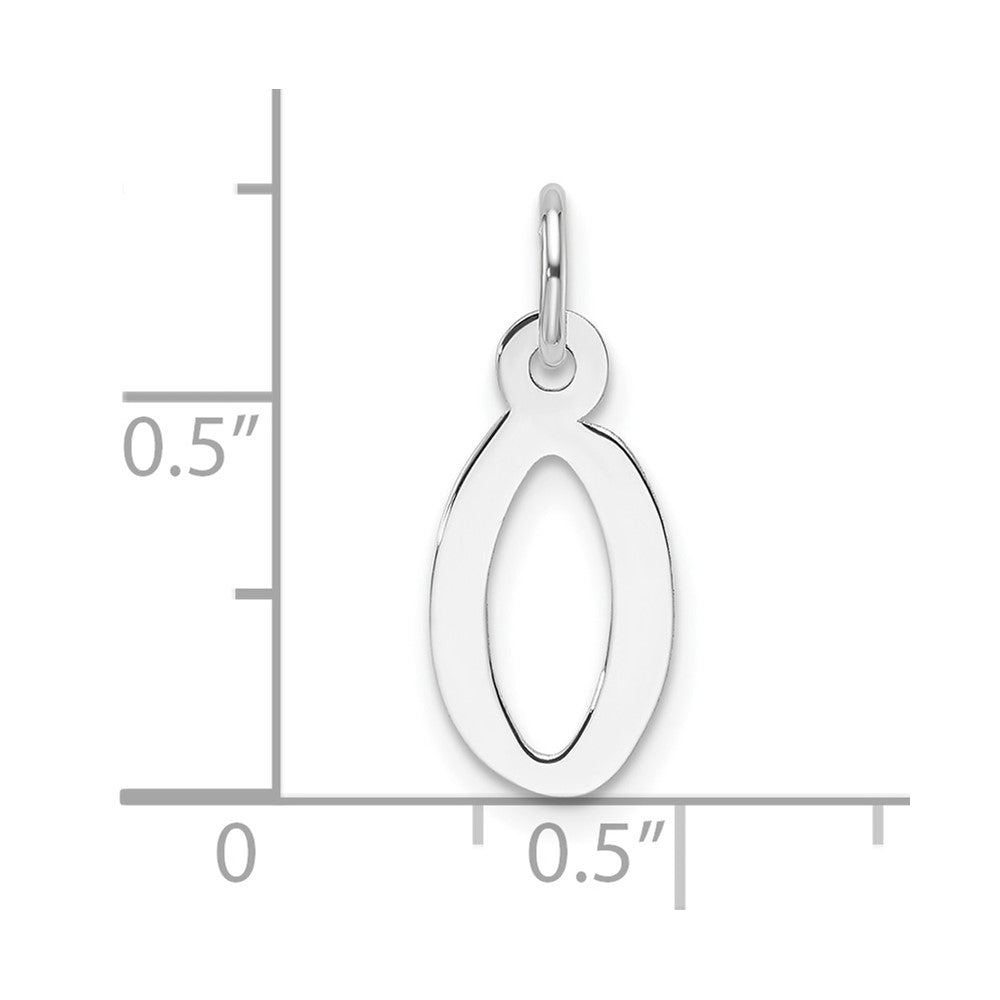 14K White Gold  Slanted Block Letter O Initial Charm