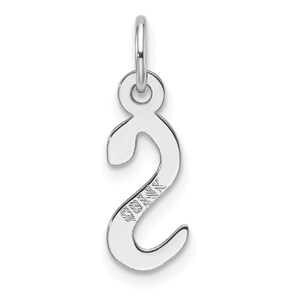 14K White Gold  Slanted Block Letter S Initial Charm