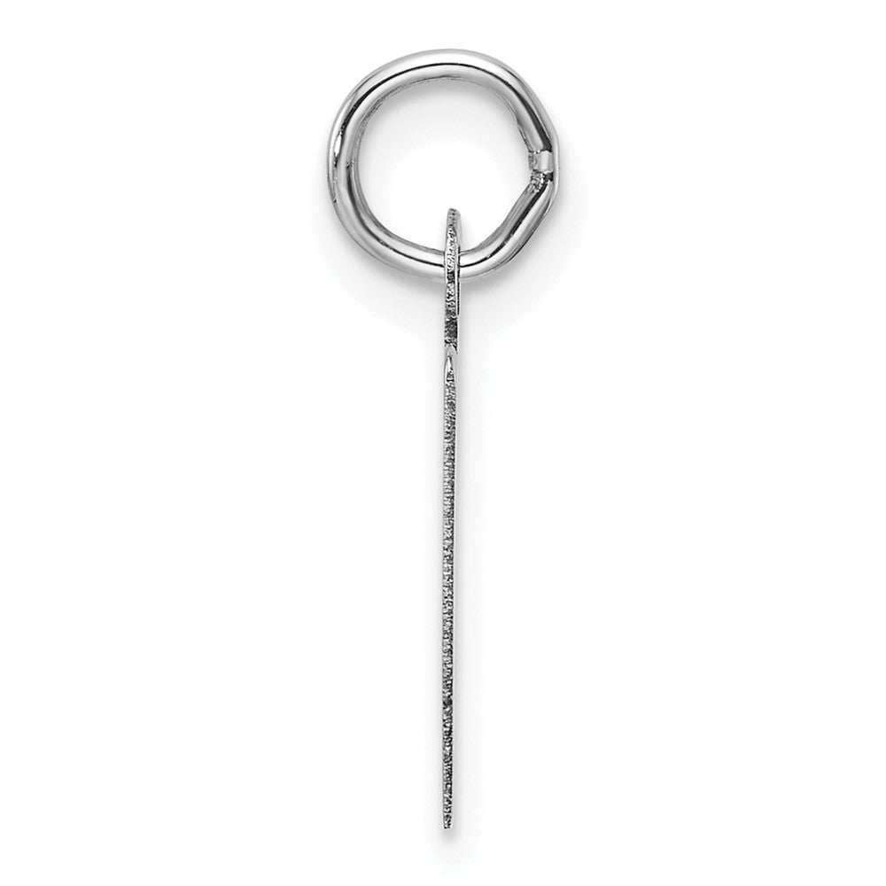 14K White Gold  Slanted Block Letter V Initial Charm