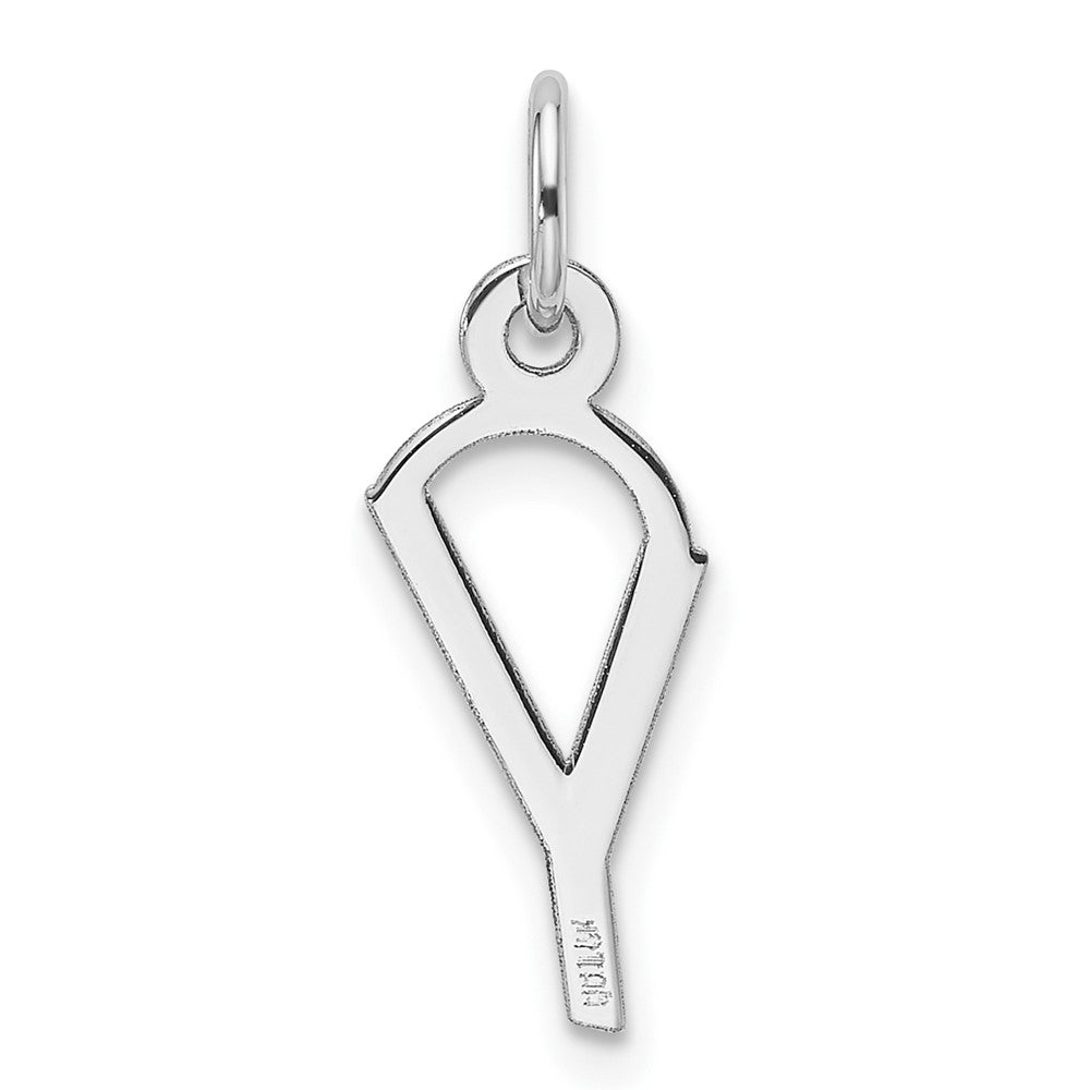14K White Gold  Slanted Block Letter Y Initial Charm