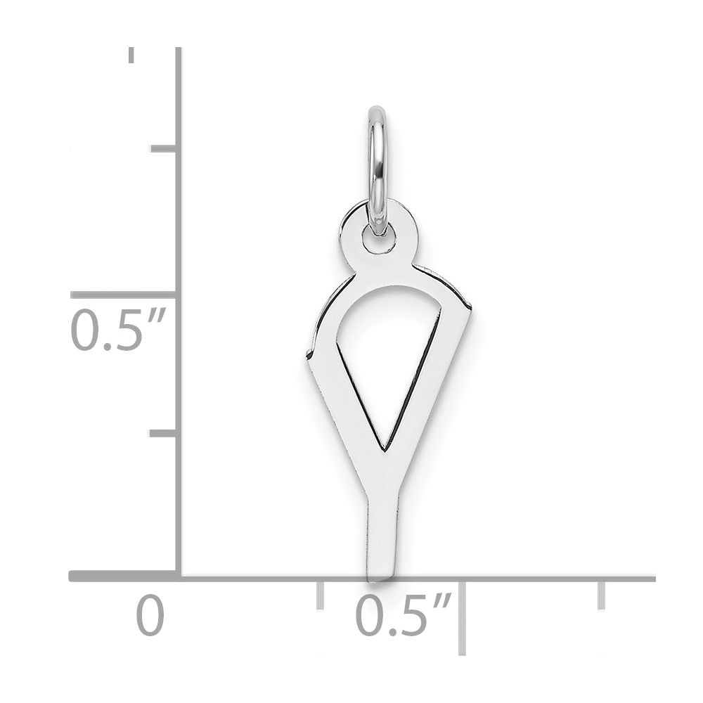 14K White Gold  Slanted Block Letter Y Initial Charm