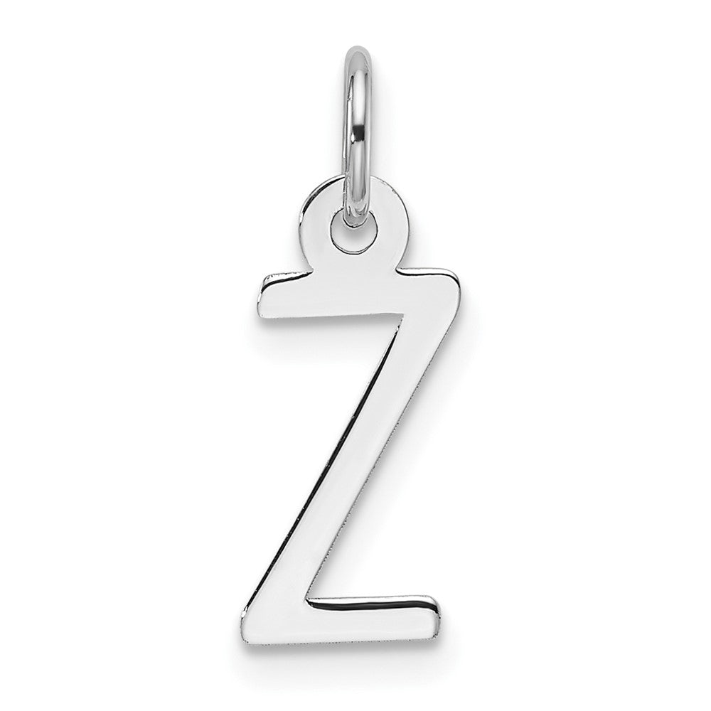 14k White Gold  Slanted Block Letter Z Initial Charm