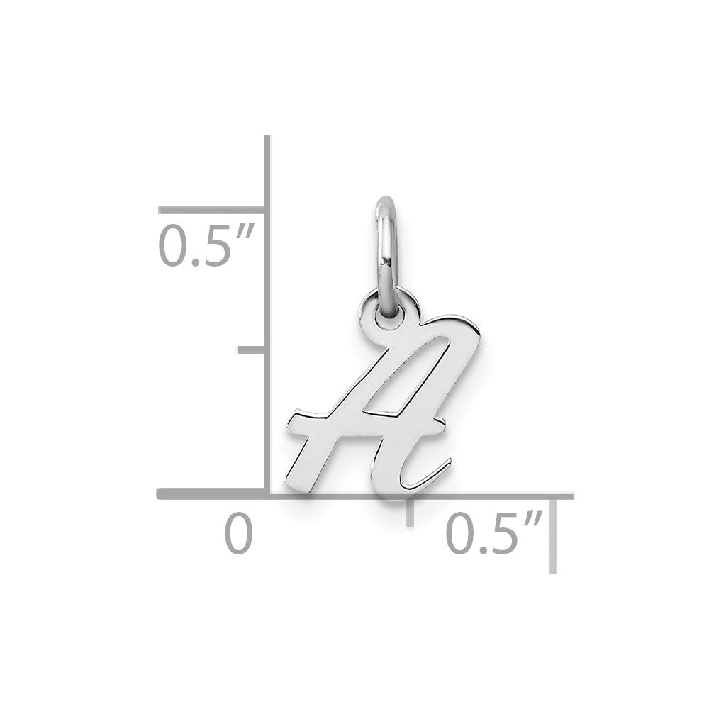 14k White Gold Small Script Letter A Initial Charm
