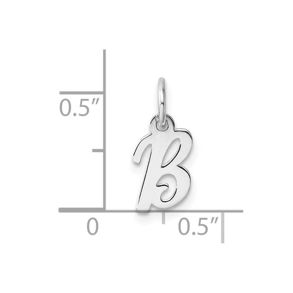 14k White Gold Small Script Letter B Initial Charm