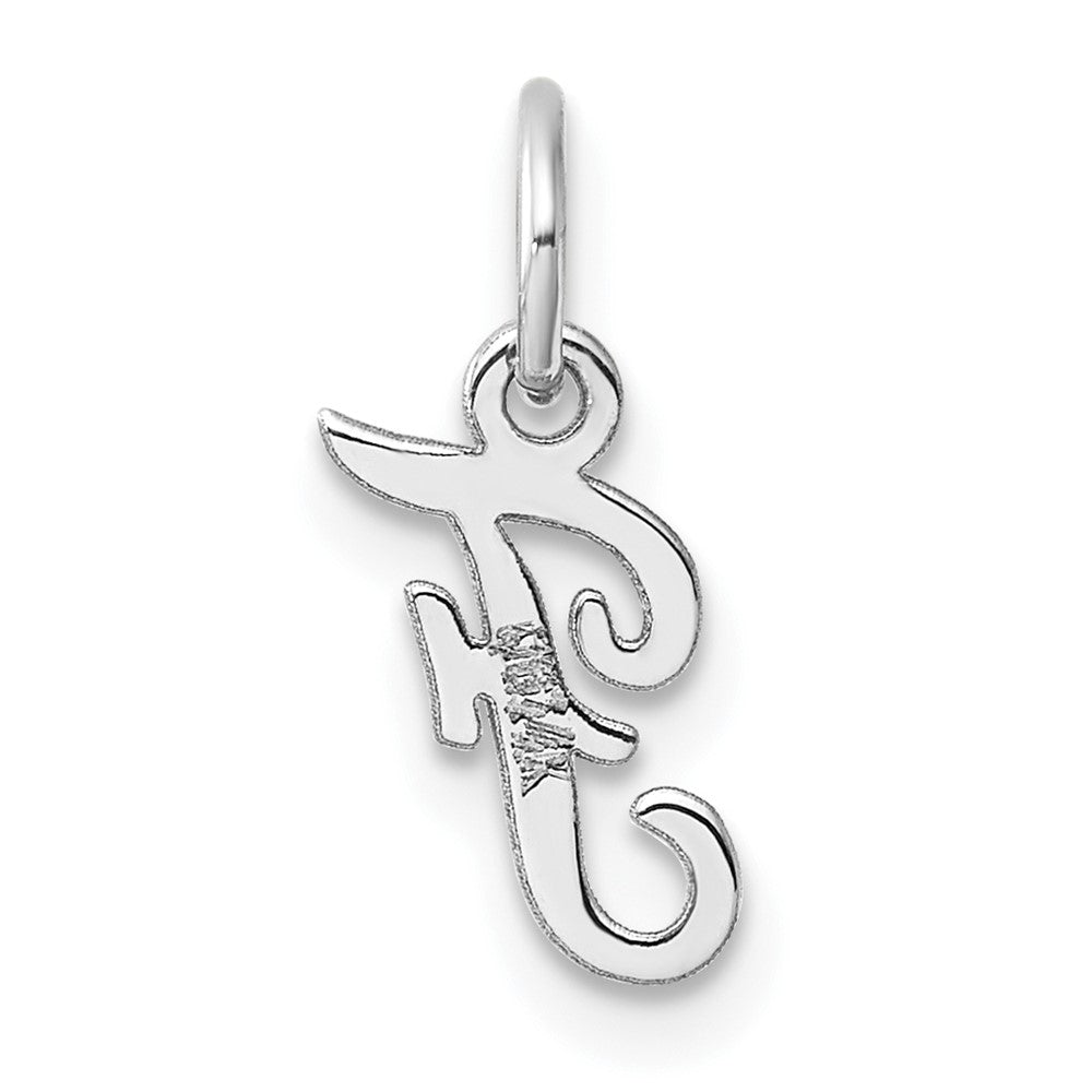 14k White Gold Small Script Letter F Initial Charm