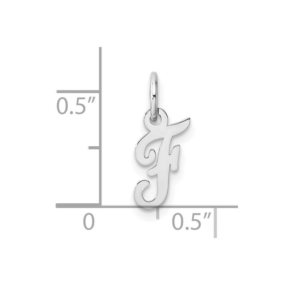 14k White Gold Small Script Letter F Initial Charm