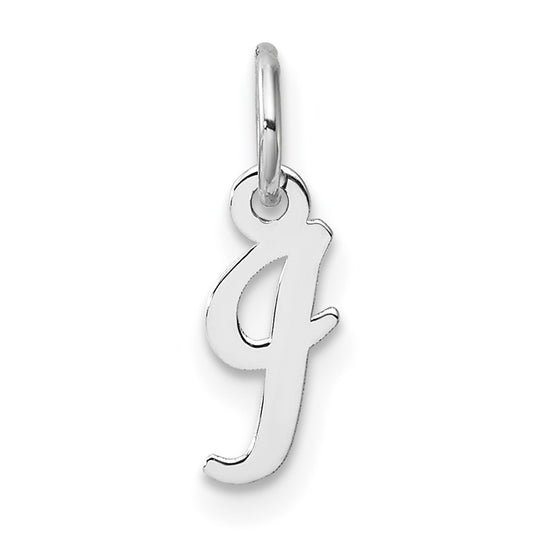 14k White Gold Small Script Letter I Initial Charm
