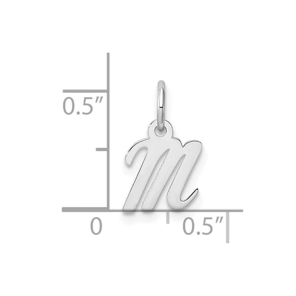 14k White Gold Small Script Letter M Initial Charm